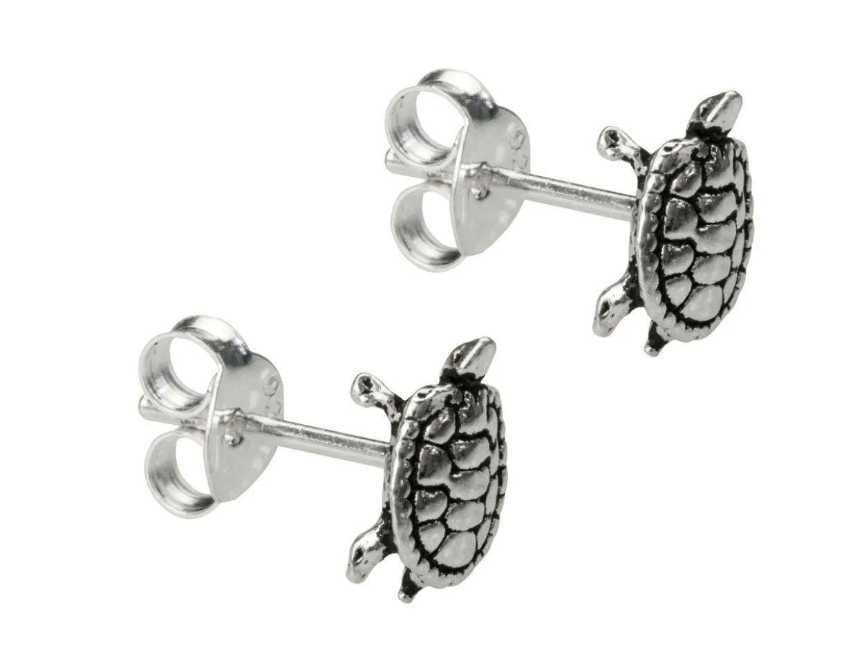 Sterling Silver Turtle Design Stud Earrings