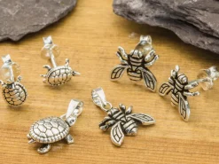 Sterling Silver Turtle Design Stud Earrings