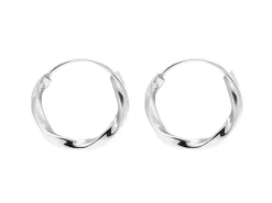 Sterling Silver Twist Design Hoop Earrings