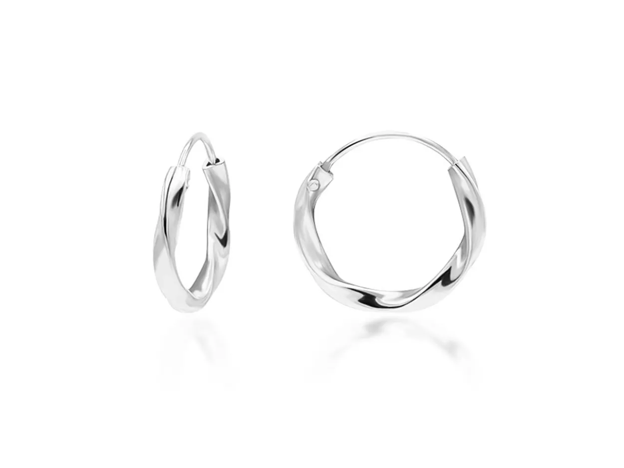 Sterling Silver Twist Design Hoop Earrings