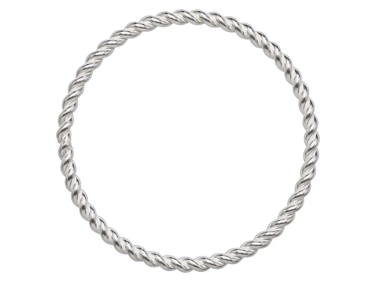Sterling Silver Twisted Ring 0.9mm Size L1/2