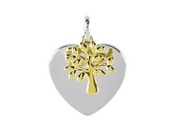 Sterling Silver Two Tone Tree Of Life Heart Pendant
