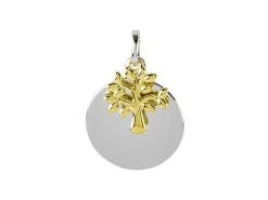 Sterling Silver Two Tone Tree Of Life Disc Pendant