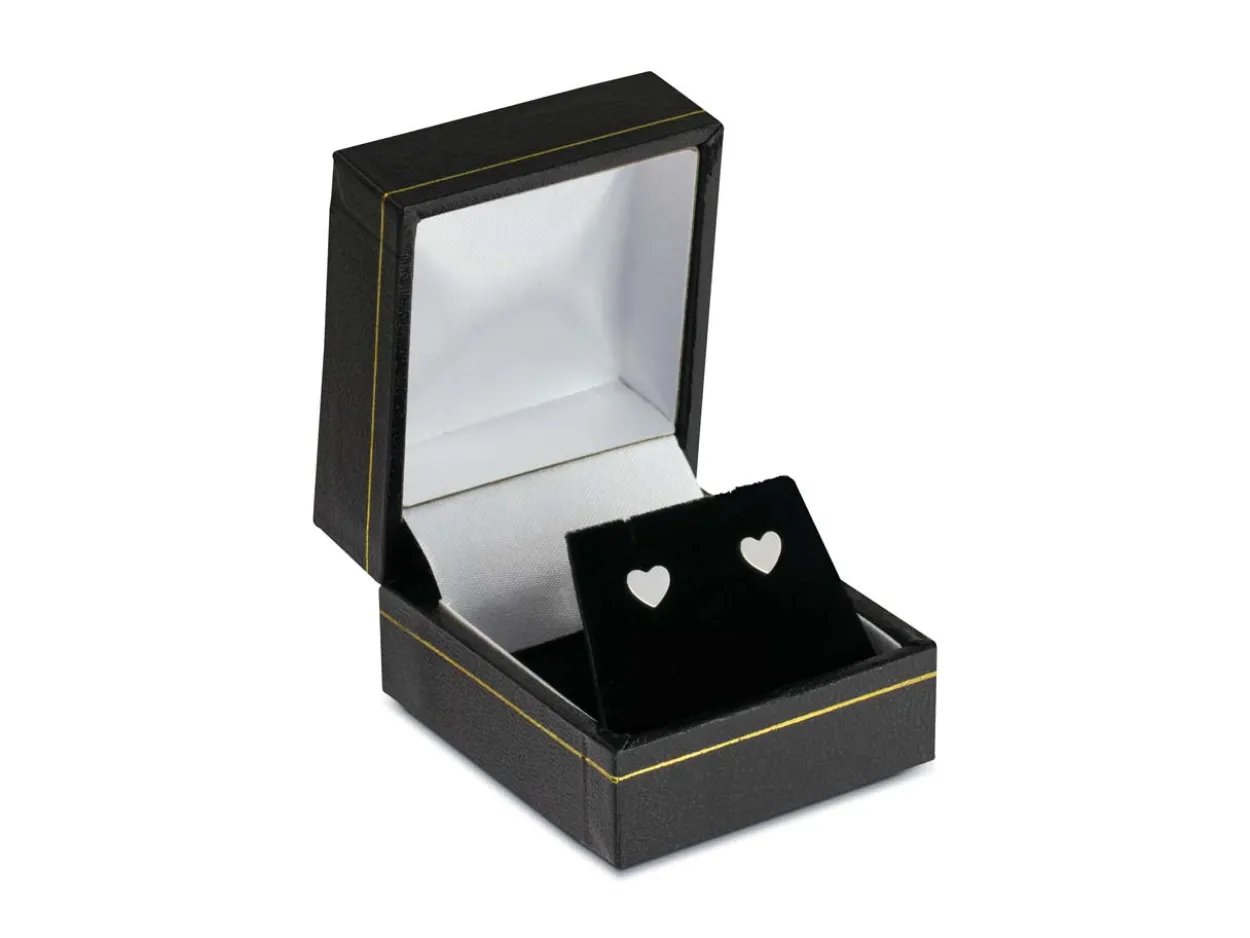 Sterling Silver Valentine's Day Jewellery Small Heart Stud Earrings, With Display Box