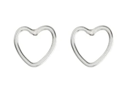 Sterling Silver Valentine's Day Jewellery Heart Outline Stud Earrings, With Display Box