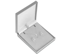 Sterling Silver Valentine's Day Heart Design Earrings And Pendant Jewellery Gift Set