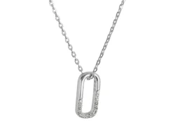 Sterling Silver Vertical Large Link Stone Set Necklet 18"/45cm