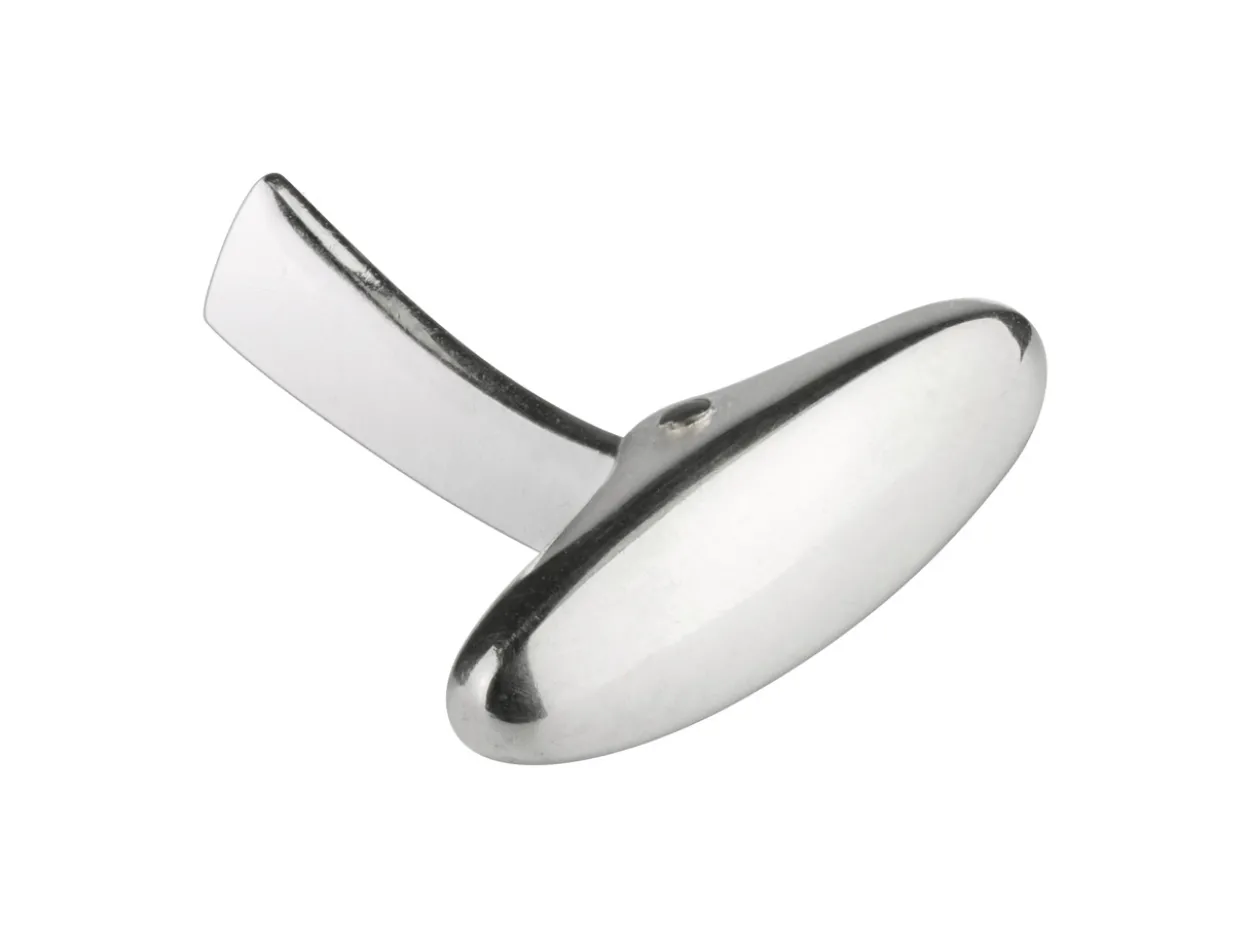 Sterling Silver Whale Tail Cufflink Oval