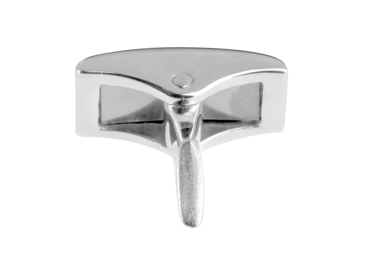 Sterling Silver Whale Tail Cufflink Rectangle