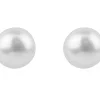 Sterling Silver White Button Pearl Earrings