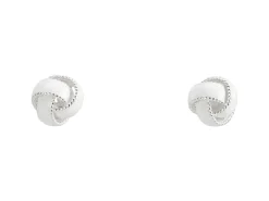 Sterling Silver White Enamel Textured Knot Stud Earrings