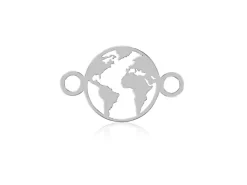 Sterling Silver World Map Connector 9mm, 100% Recycled Silver