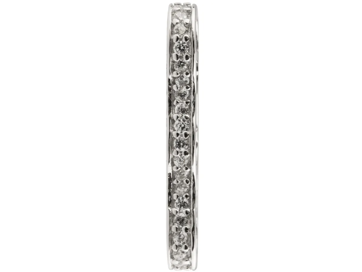 Sterling Silver 18x6mm Triple Bead Spacer With Cubic Zirconia