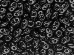 Superduo 2.5x5mm Czech Beads, Jet, 24g Tube, Two-holed Beads