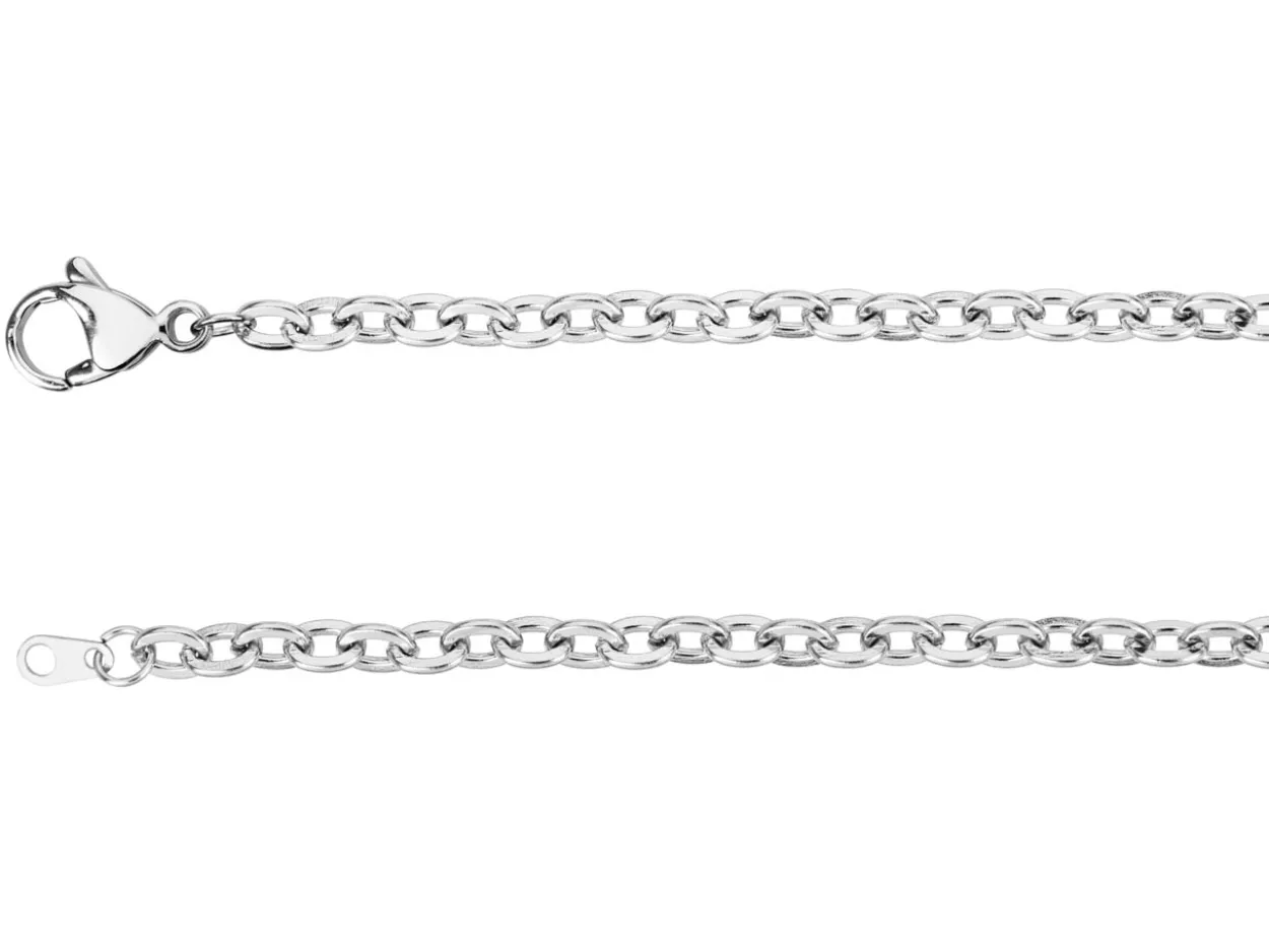 Surgical Steel 3.5mm Oval Trace Chain 27"/68cm Unhallmarked