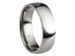 Titanium Court Polished Wedding Ring 6.0mm, Size S, 1.8mm Wall