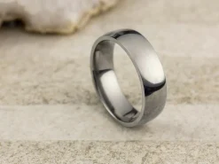 Titanium Court Polished Wedding Ring 6.0mm, Size S, 1.8mm Wall