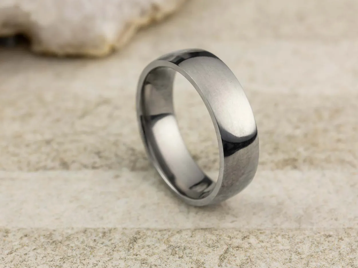 Titanium Court Polished Wedding Ring 6.0mm, Size X, 1.8mm Wall