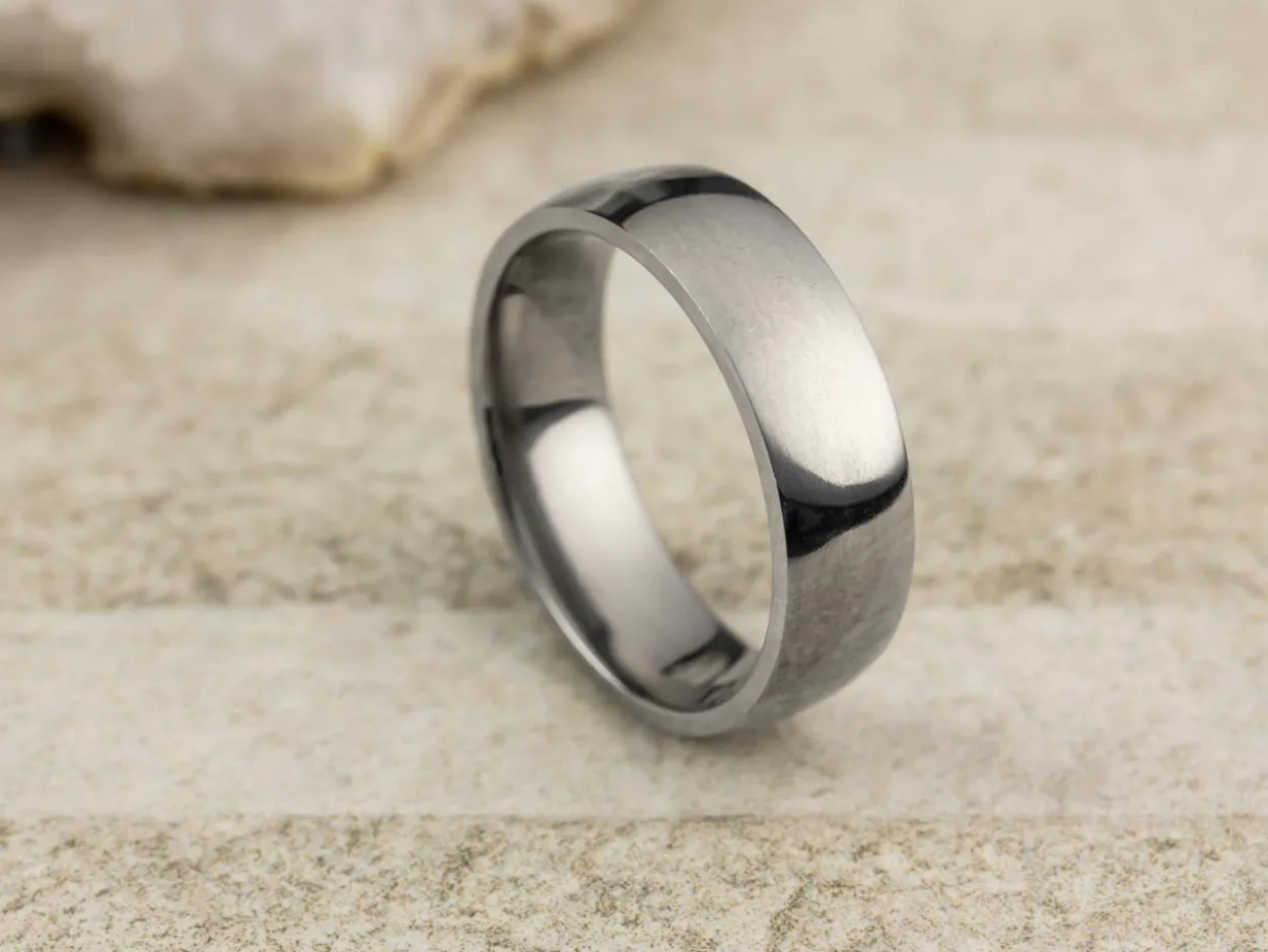 Titanium Court Polished Wedding Ring 6.0mm, Size W, 1.8mm Wall