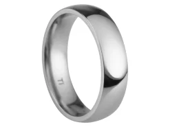 Titanium Court Polished Wedding Ring 5.0mm, Size S, 1.8mm Wall