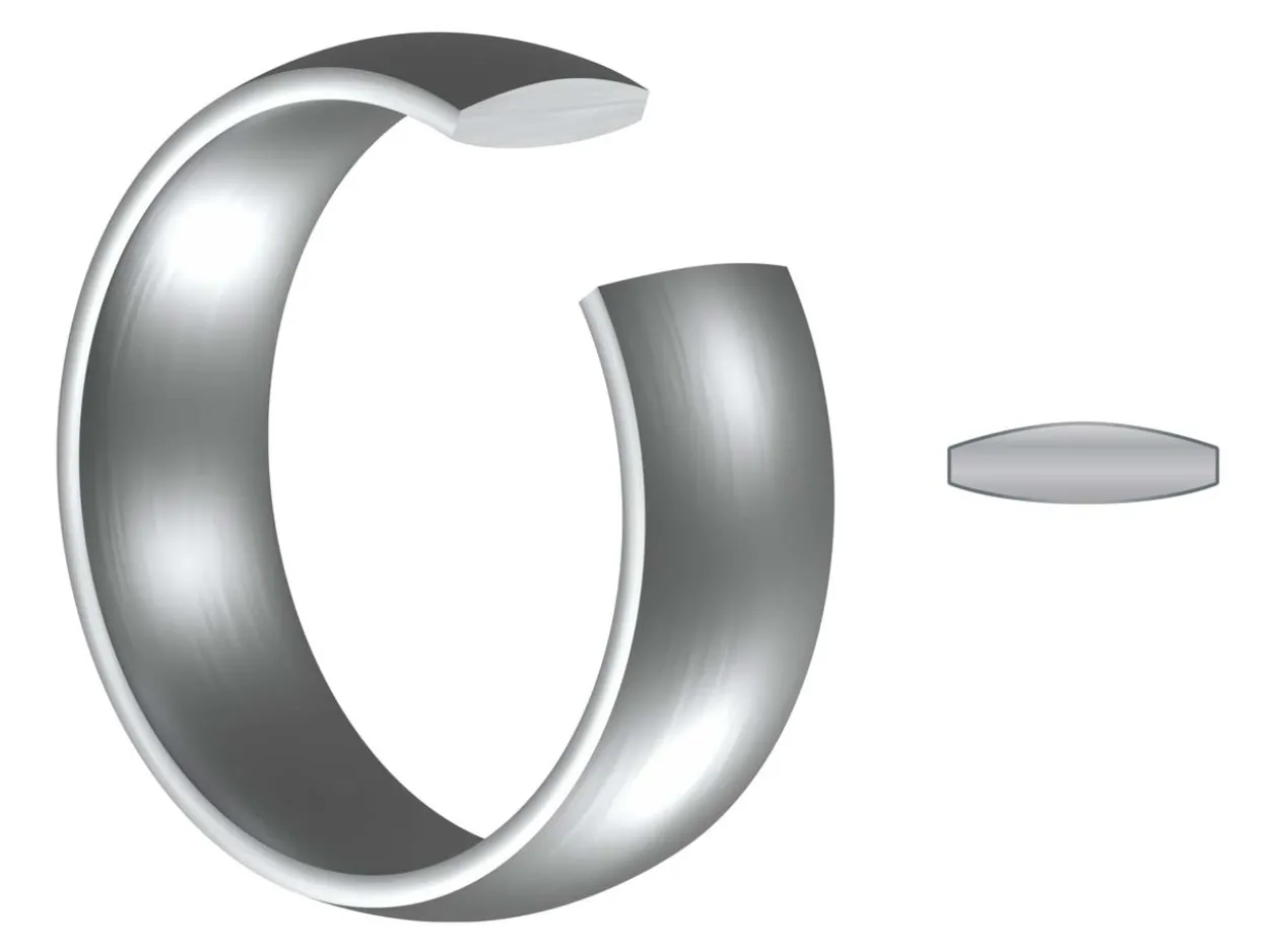 Titanium Court Polished Wedding Ring 5.0mm, Size S, 1.8mm Wall