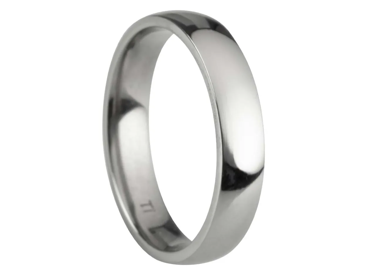 Titanium Court Polished Wedding Ring 4.0mm, Size T, 1.6mm Wall