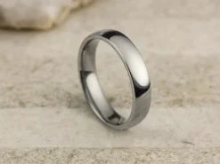 Titanium Court Polished Wedding Ring 4.0mm, Size N, 1.6mm Wall
