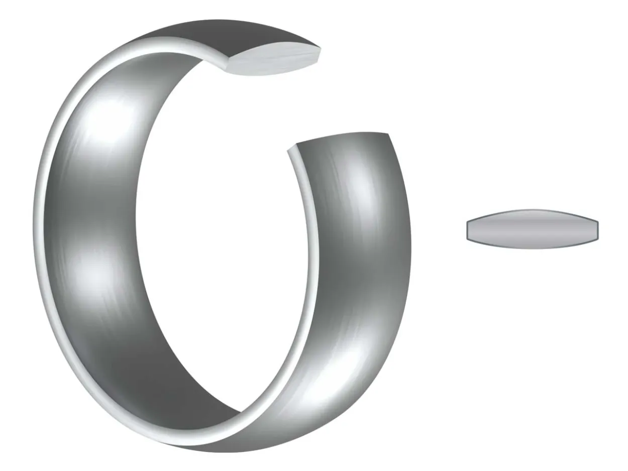 Titanium Court Polished Wedding Ring 4.0mm, Size N, 1.6mm Wall