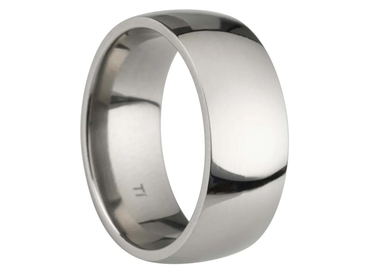 Titanium Court Polished Wedding Ring 8.0mm, Size Y, 2.0mm Wall
