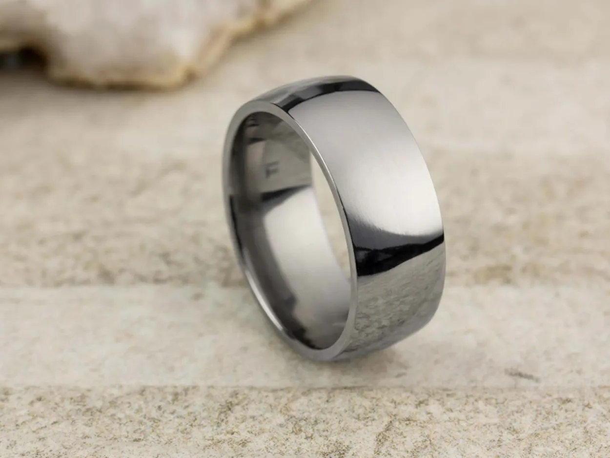 Titanium Court Polished Wedding Ring 8.0mm, Size Y, 2.0mm Wall