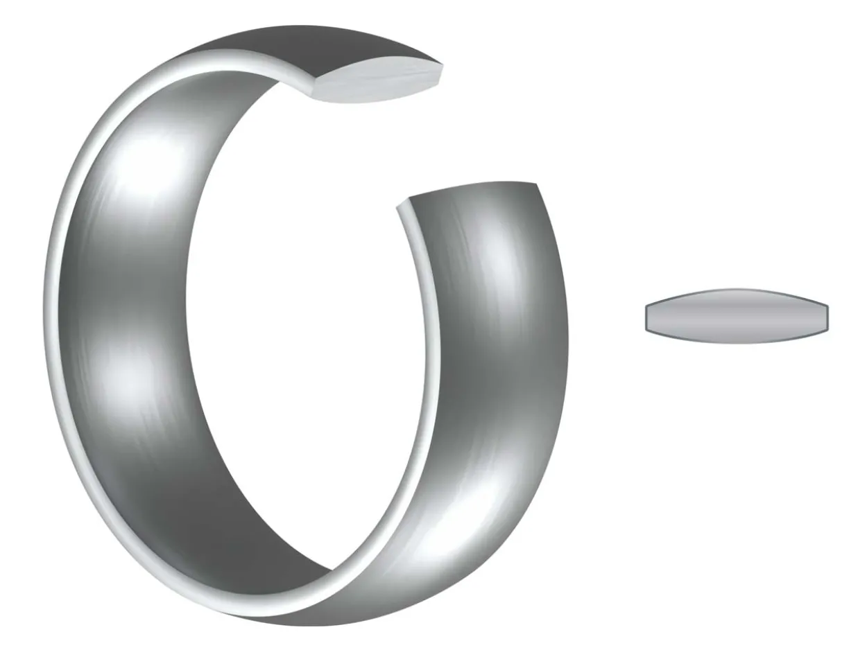 Titanium Court Polished Wedding Ring 8.0mm, Size V, 2.0mm Wall