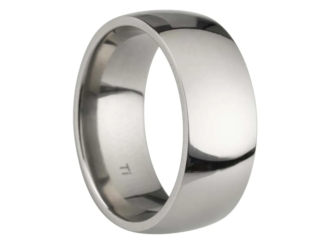 Titanium Court Polished Wedding Ring 8.0mm, Size T, 2.0mm Wall