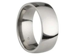 Titanium Court Polished Wedding Ring 8.0mm, Size R, 2.0mm Wall
