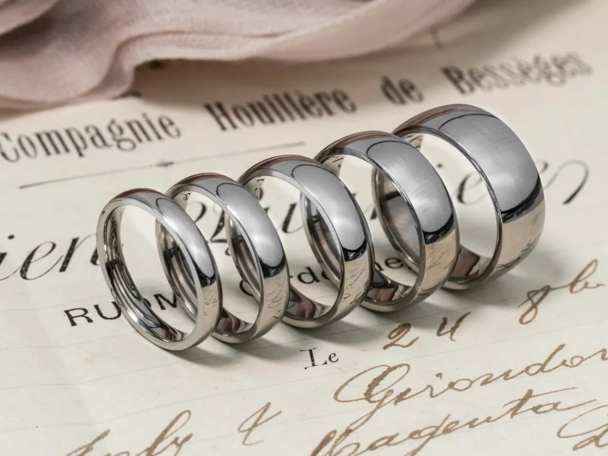 Titanium Court Polished Wedding Ring 8.0mm, Size R, 2.0mm Wall