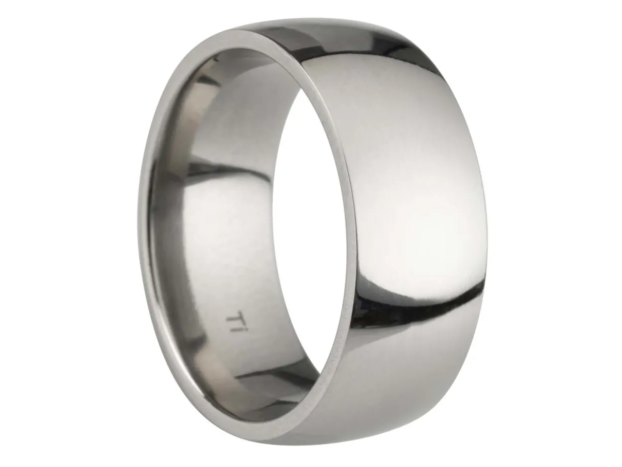 Titanium Court Polished Wedding Ring 8.0mm, Size Q, 2.0mm Wall