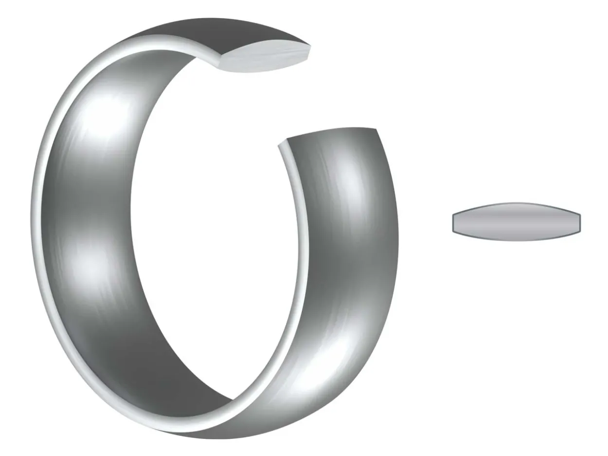 Titanium Court Polished Wedding Ring 8.0mm, Size Q, 2.0mm Wall