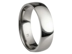 Titanium Court Polished Wedding Ring 6.0mm, Size Y, 1.8mm Wall
