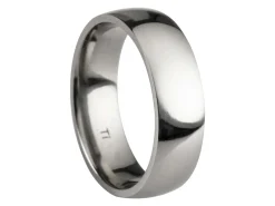 Titanium Court Polished Wedding Ring 6.0mm, Size R, 1.8mm Wall