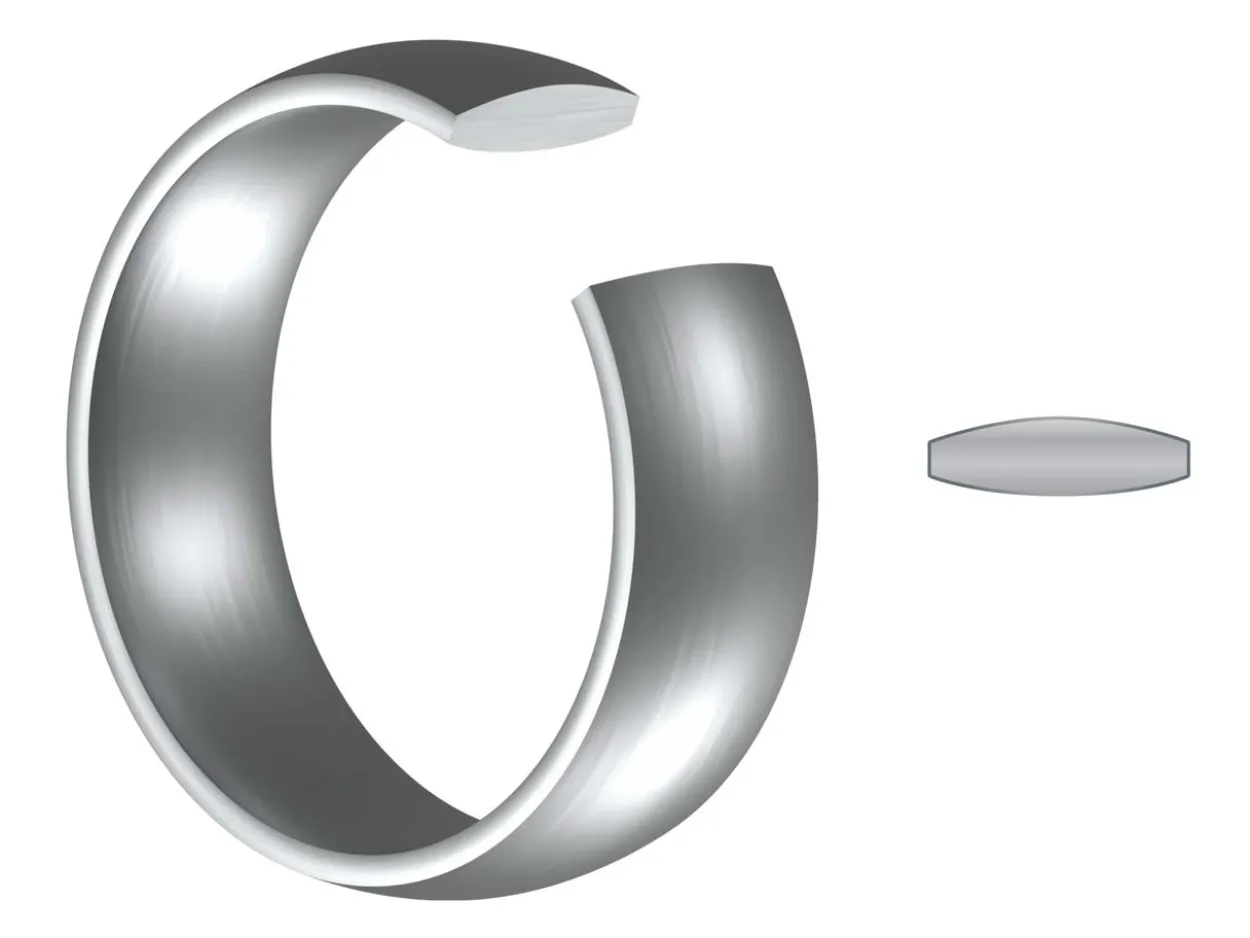 Titanium Court Polished Wedding Ring 6.0mm, Size R, 1.8mm Wall