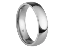 Titanium Court Polished Wedding Ring 5.0mm, Size X, 1.8mm Wall