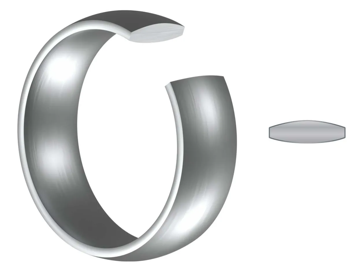 Titanium Court Polished Wedding Ring 5.0mm, Size X, 1.8mm Wall