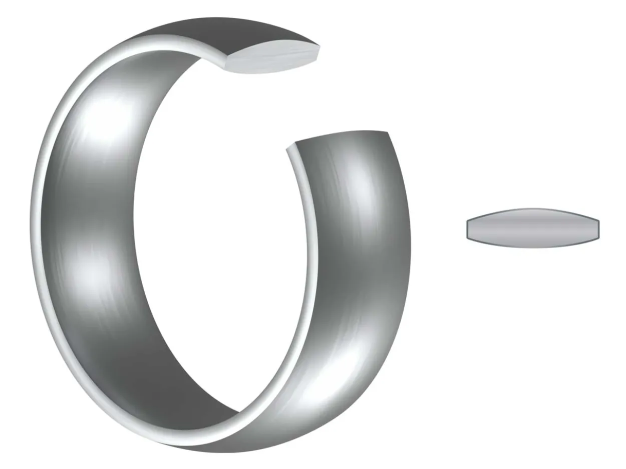 Titanium Court Polished Wedding Ring 5.0mm, Size U, 1.8mm Wall