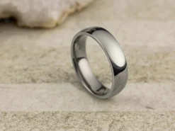 Titanium Court Polished Wedding Ring 5.0mm, Size R, 1.8mm Wall