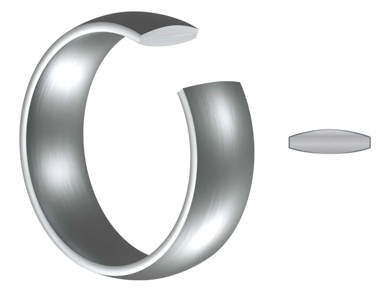 Titanium Court Polished Wedding Ring 5.0mm, Size Q, 1.8mm Wall