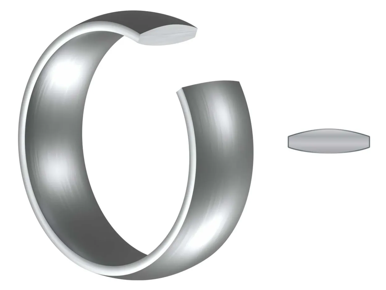 Titanium Court Polished Wedding Ring 5.0mm, Size P, 1.8mm Wall