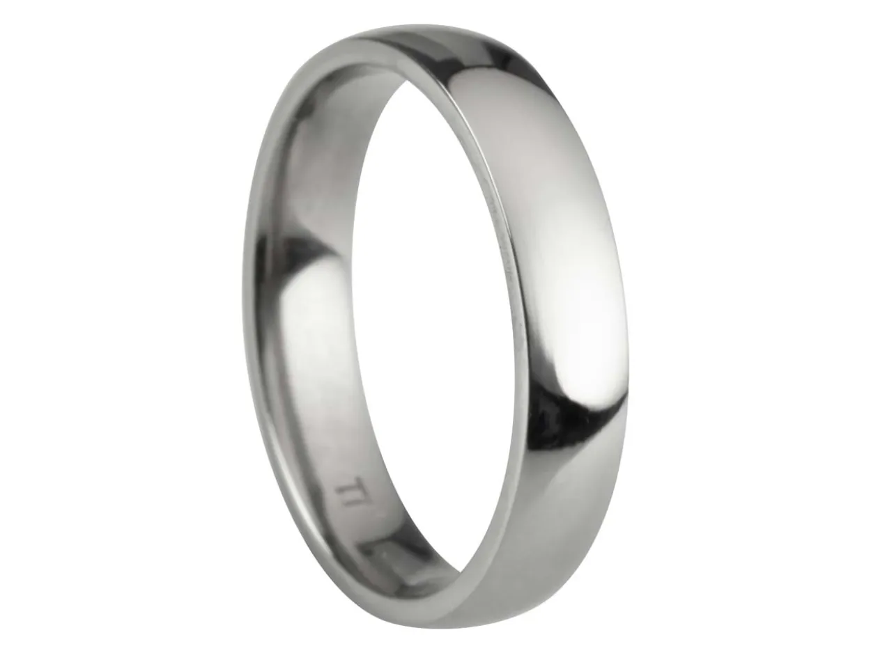 Titanium Court Polished Wedding Ring 4.0mm, Size Y, 1.6mm Wall