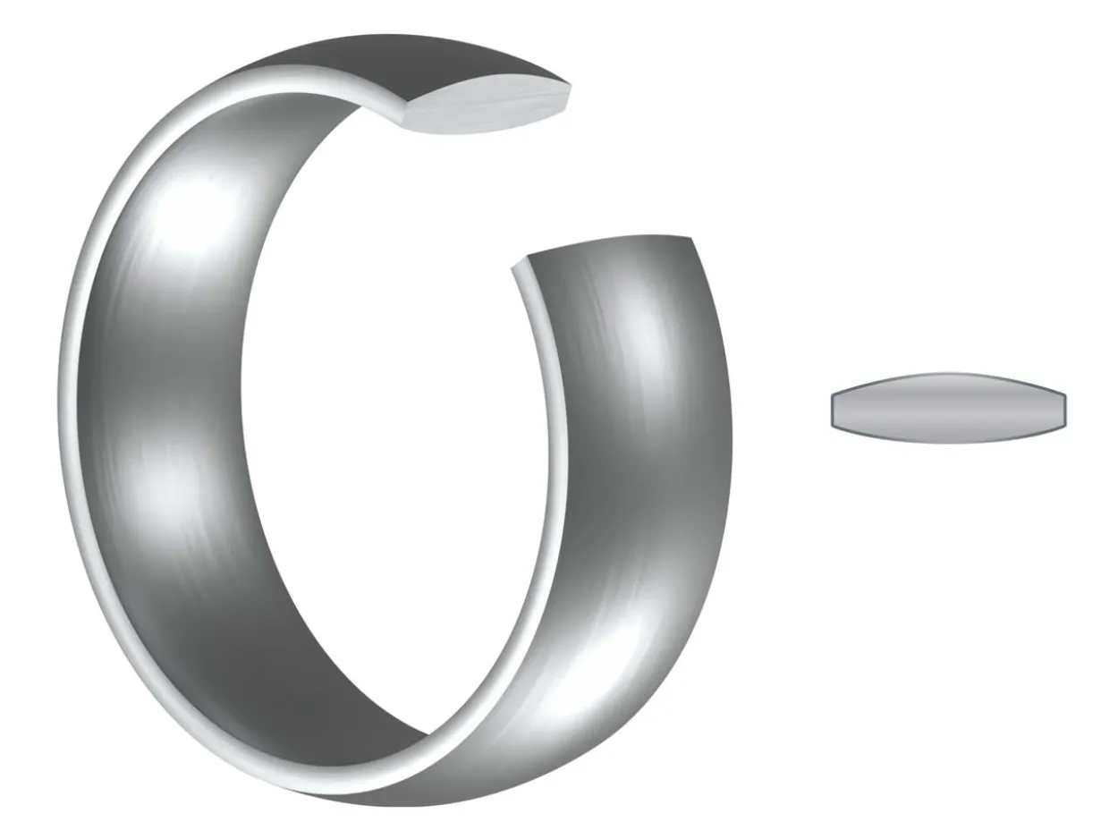 Titanium Court Polished Wedding Ring 4.0mm, Size V, 1.6mm Wall