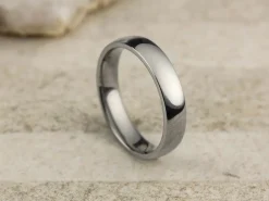 Titanium Court Polished Wedding Ring 4.0mm, Size P, 1.6mm Wall