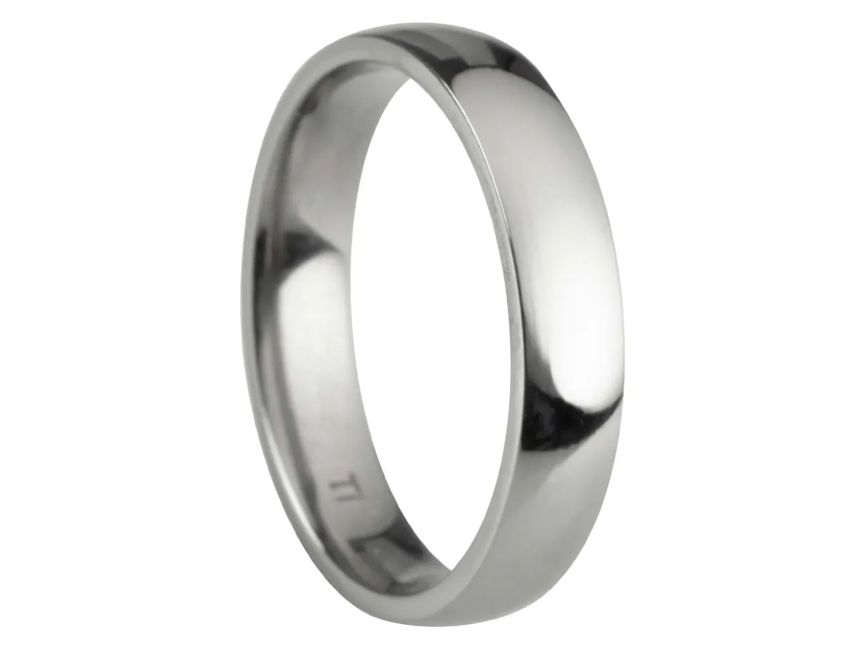 Titanium Court Polished Wedding Ring 4.0mm, Size O, 1.6mm Wall