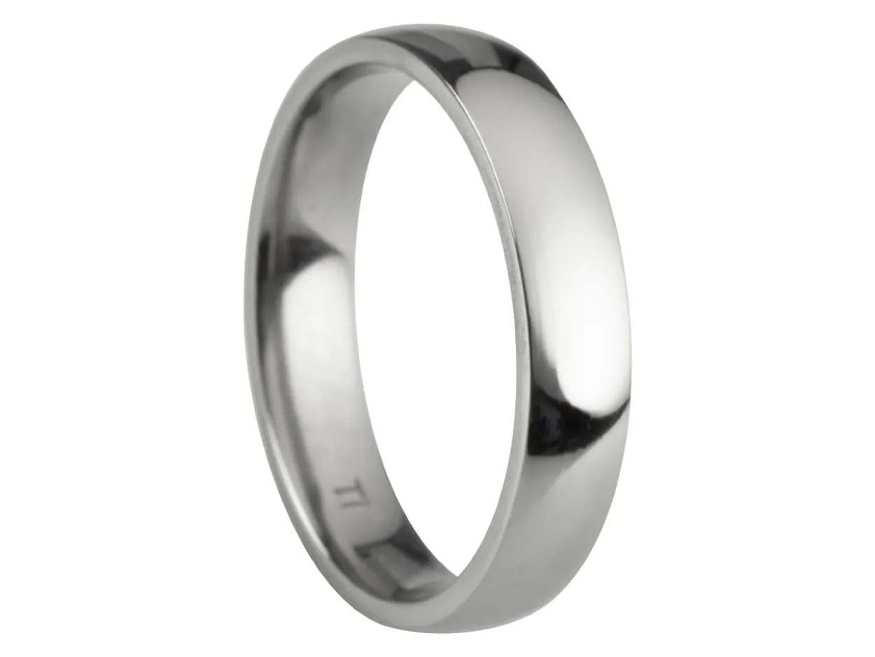 Titanium Court Polished Wedding Ring 4.0mm, Size K, 1.6mm Wall